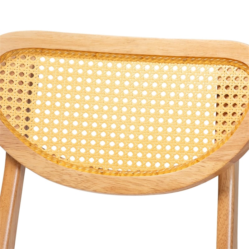 Baxton Studio Donato 5-Piece Wood & Rattan Dining Set in Oak Brown