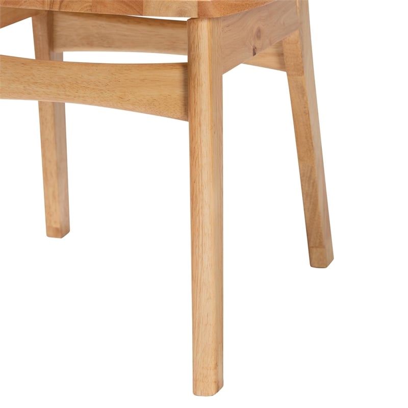 Baxton Studio Donato 5-Piece Wood & Rattan Dining Set in Oak Brown