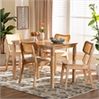 Baxton Studio Dulcet Wood & Rattan 5-Piece Dining Set in Oak Brown