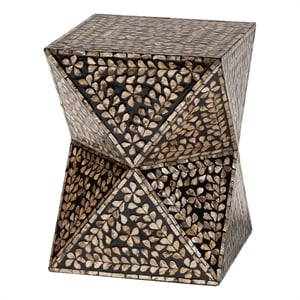 Baxton Studio Feronia Wood & Mother of Pearl End Table in Black and Bronze