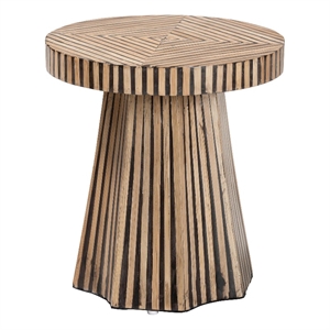 Baxton Studio Devika Round Bamboo End Table in Natural and Dark Brown