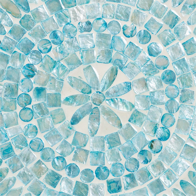 Baxton Studio Olesia Octagon Wood & Mother of Pearl End Table in Blue
