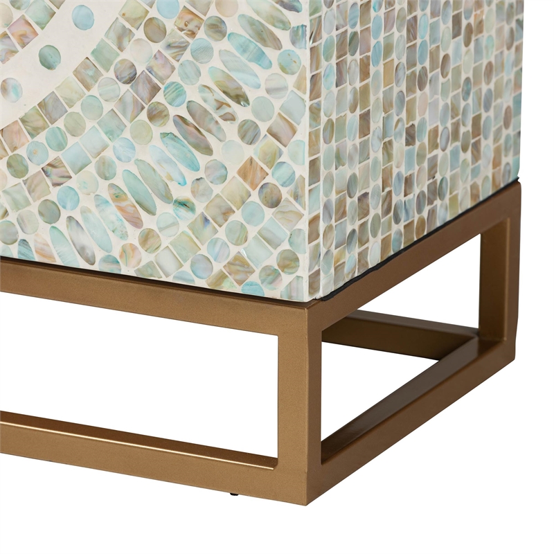 Baxton Studio Quintus Mother of Pearl & Metal Storage Cabinet in Multi-Color