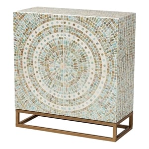 Baxton Studio Quintus Mother of Pearl & Metal Storage Cabinet in Multi-Color