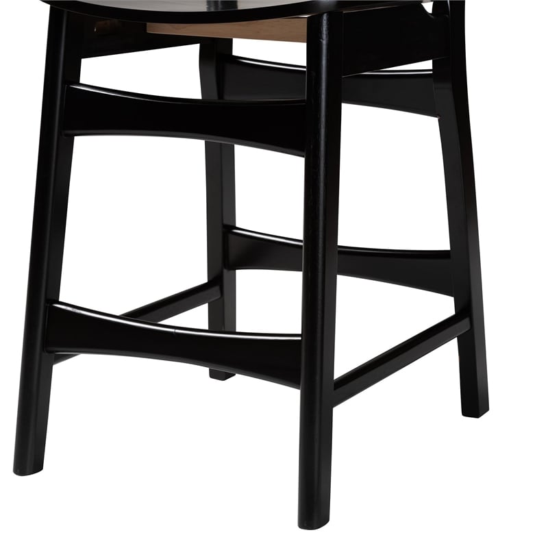 Baxton Studio Hesper 5-Piece Mid-Century Wood & Rattan Pub Set in Brown