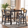 Baxton Studio Hesper 5-Piece Mid-Century Wood & Rattan Pub Set in Brown