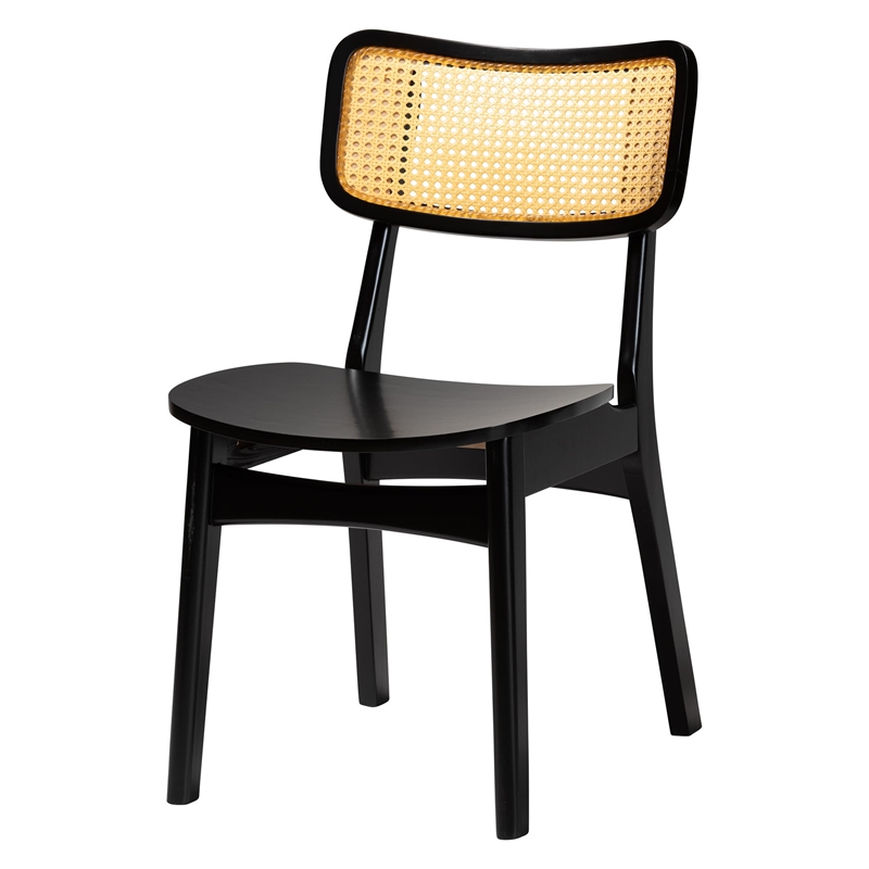 Baxton Studio Estera 5-Piece Wood & Rattan Dining Set in Brown