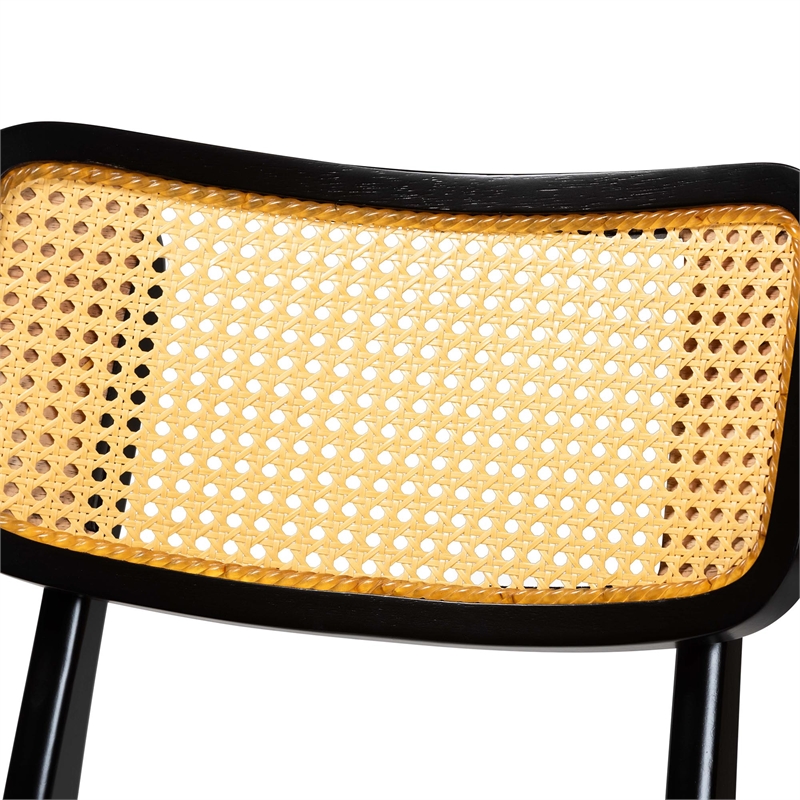 Baxton Studio Estera 5-Piece Wood & Rattan Dining Set in Brown