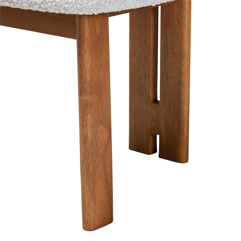 Baxton Studio Kacela Gray Boucle Fabric and Brown Wood 2-Piece Dining Chair Set