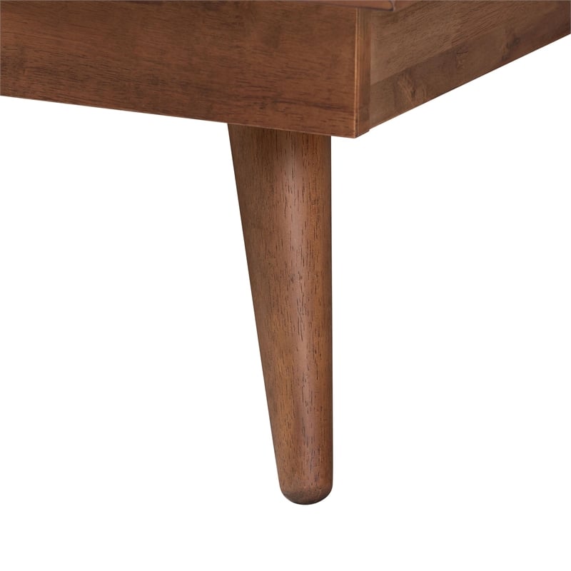 Baxton Studio Nura Walnut Brown Wood and Rattan Queen Size 3-Piece Bedroom Set