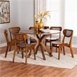 Baxton Studio Giuliana Walnut Brown Wood and Woven Rattan 7-Piece Dining Set