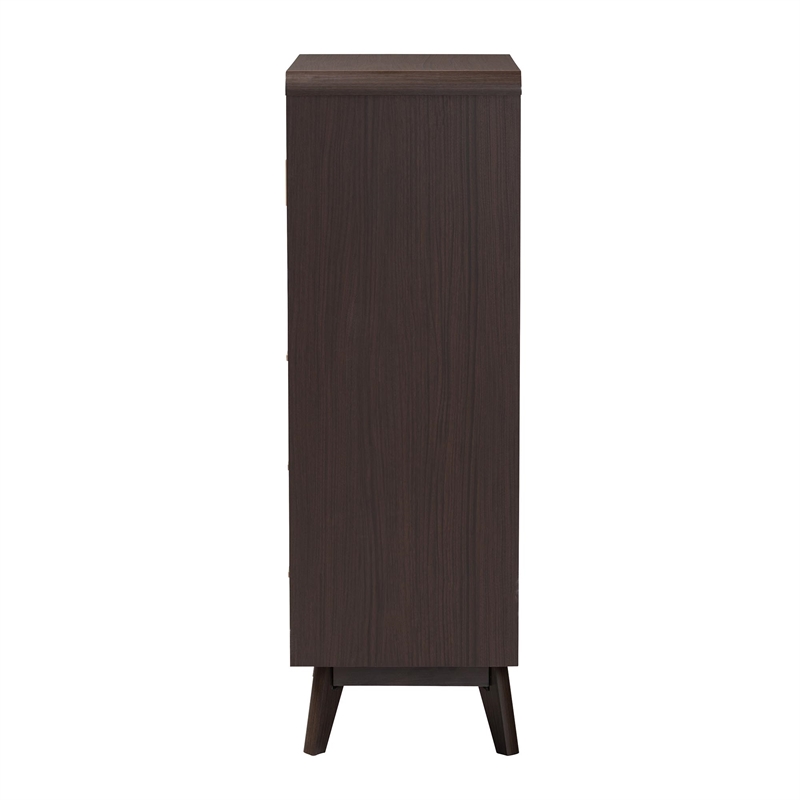Baxton Studio Giancarlo 3-Drawer Wood Storage Chest with Angled Legs in Brown