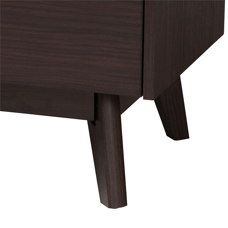 Baxton Studio Giancarlo 3-Drawer Wood Storage Chest with Angled Legs in Brown