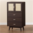 Baxton Studio Giancarlo 3-Drawer Wood Storage Chest with Angled Legs in Brown