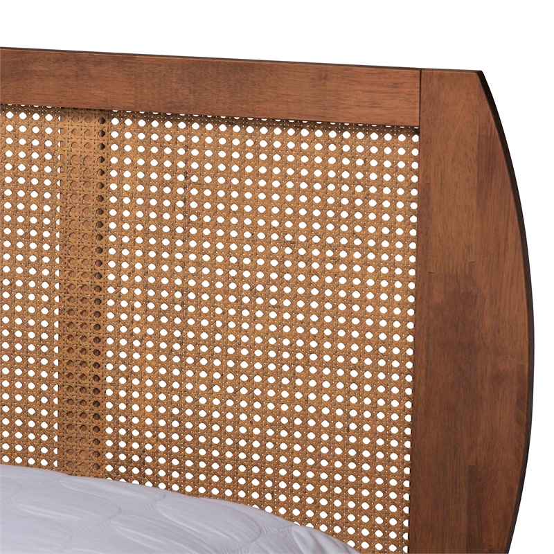 Baxton Studio Asami Brown Wood and Woven Rattan King Size 3-Piece Bedroom Set