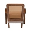 Baxton Studio Sage Light Grey Fabric and Brown Wood Arm Chair with Woven Rattan