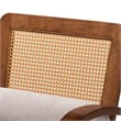 Baxton Studio Sage Light Grey Fabric and Brown Wood Arm Chair with Woven Rattan