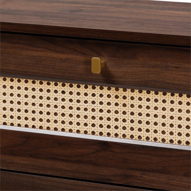 Baxton Studio Jenibelle 5-Drawer Wood Chest with Rounded Corners in Brown