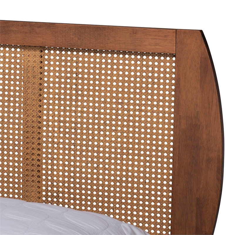 Baxton Studio Asami Brown Wood and Woven Rattan Full Size 4-Piece Bedroom Set