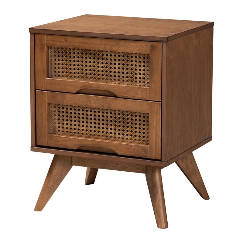 Baxton Studio Asami Brown Wood and Woven Rattan Full Size 5-Piece Bedroom Set