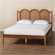 Baxton Studio Thatcher Brown Wood Queen Size Platform Bed with Woven Rattan