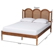 Baxton Studio Thatcher Brown Wood Queen Size Platform Bed with Woven Rattan