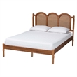 Baxton Studio Thatcher Brown Wood Queen Size Platform Bed with Woven Rattan