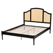Baxton Studio Librina Black Wood Queen Size Platform Bed with Woven Rattan