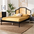 Baxton Studio Librina Black Wood Queen Size Platform Bed with Woven Rattan