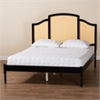 Baxton Studio Librina Black Wood Queen Size Platform Bed with Woven Rattan