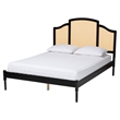 Baxton Studio Librina Black Wood Queen Size Platform Bed with Woven Rattan