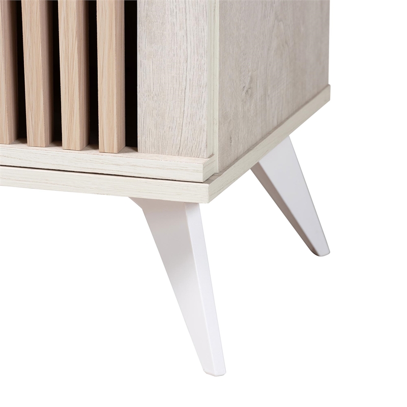 Baxton Studio Simona Light Gray and Brown Wood 2-Door Storage Cabinet