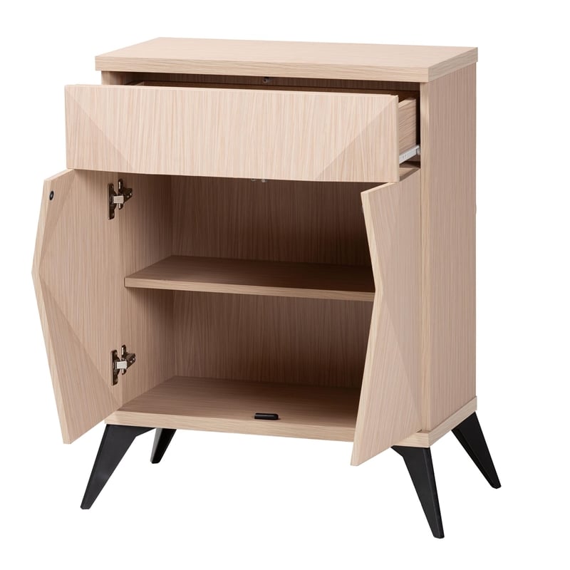 Baxton Studio Draper Light Brown and Black Wood 2-Door Sideboard Buffet