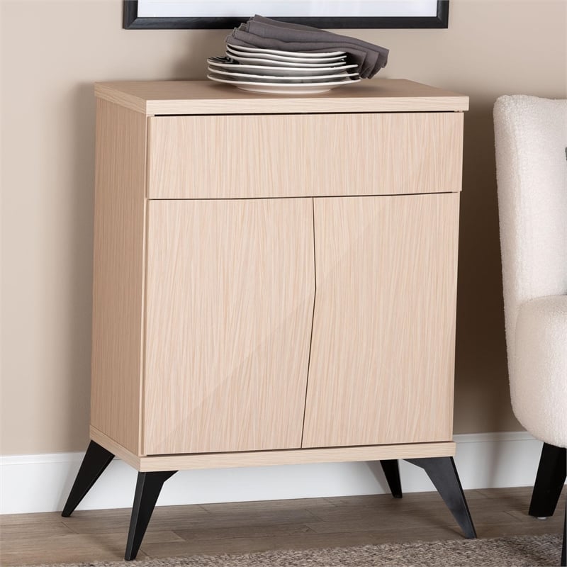 Baxton Studio Draper Light Brown and Black Wood 2-Door Sideboard Buffet