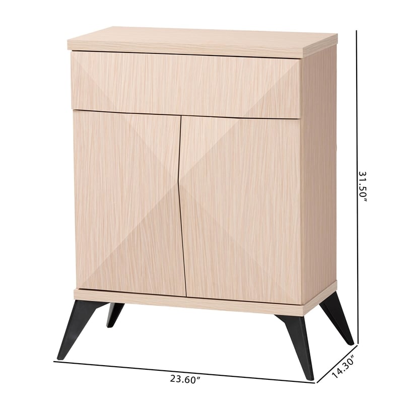 Baxton Studio Draper Light Brown and Black Wood 2-Door Sideboard Buffet