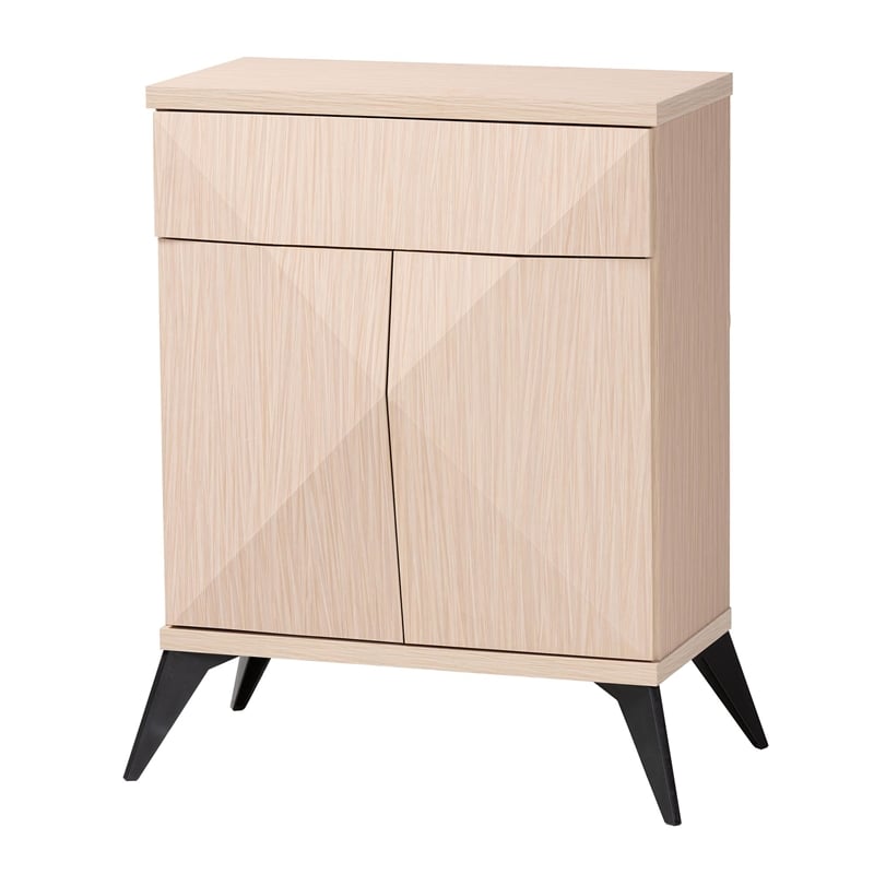 Baxton Studio Draper Light Brown and Black Wood 2-Door Sideboard Buffet