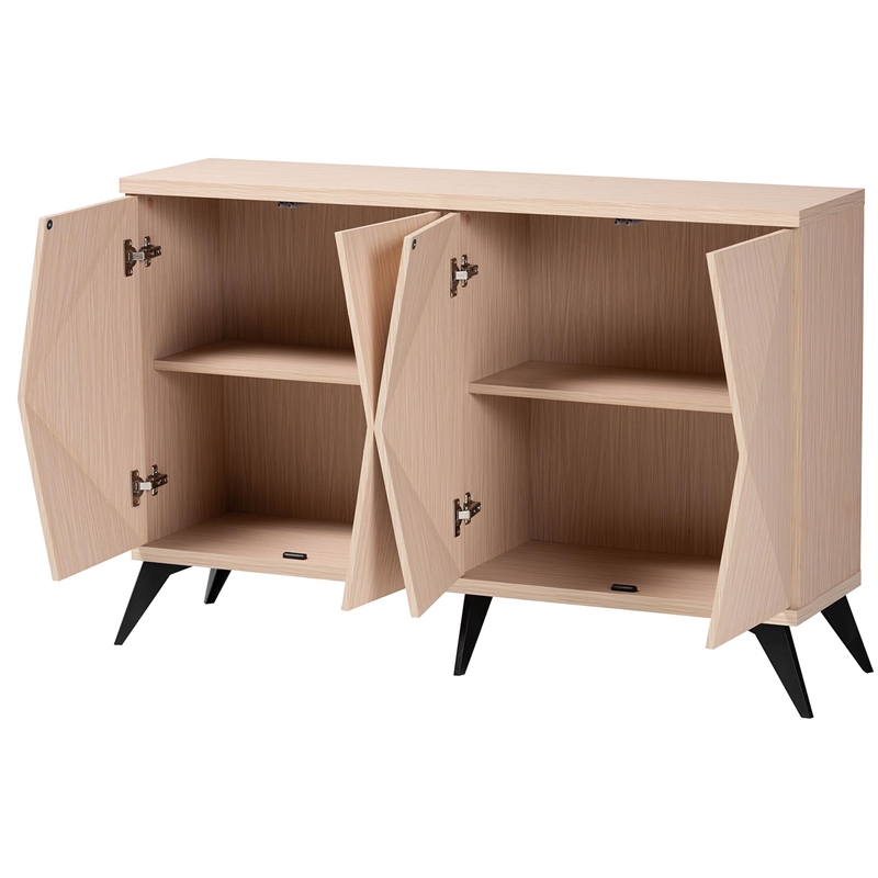 Baxton Studio Draper Light Brown and Black Wood 4-Door Sideboard Buffet