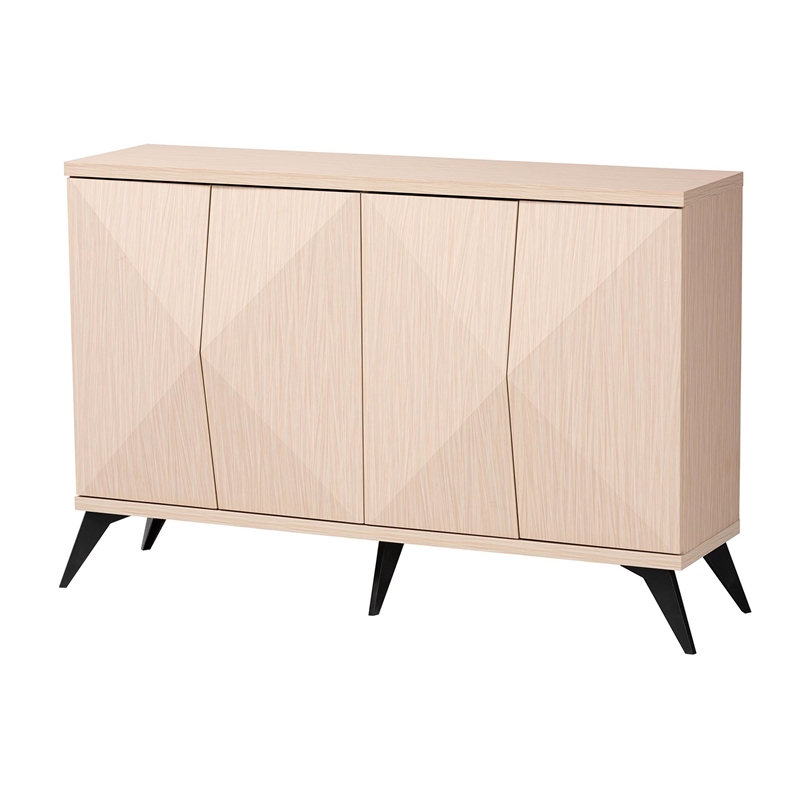 Baxton Studio Draper Light Brown and Black Wood 4-Door Sideboard Buffet