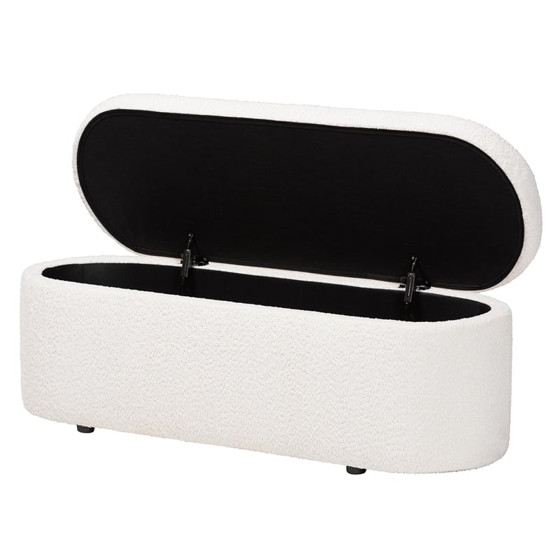 Baxton Studio Lavina Modern White Teddy-Bear Fabric Storage Bench