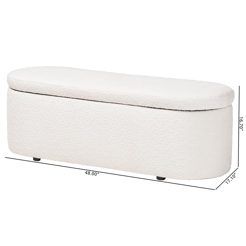 Baxton Studio Lavina Modern White Teddy-Bear Fabric Storage Bench