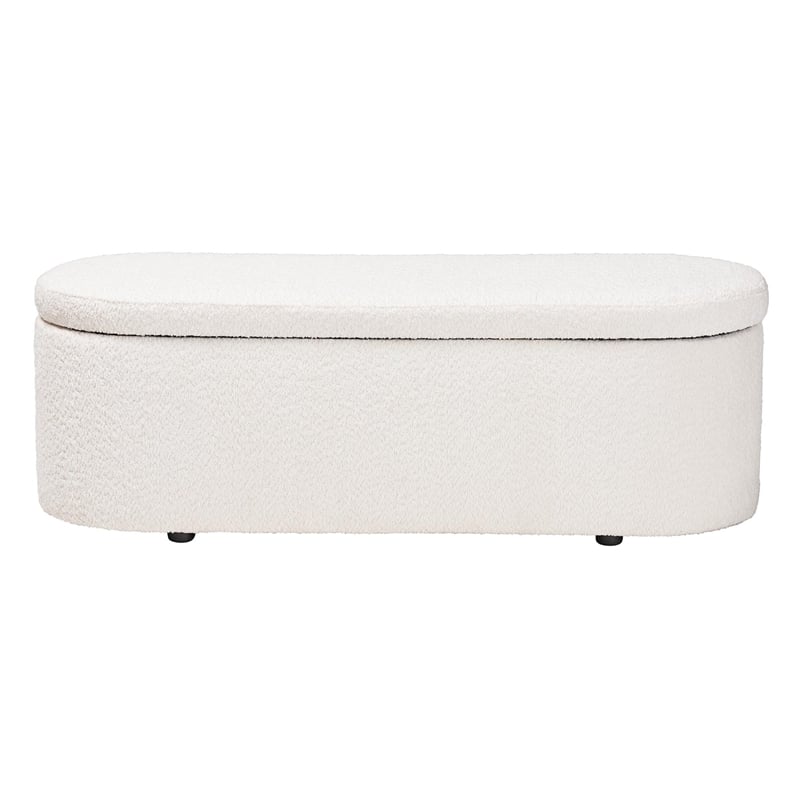 Baxton Studio Lavina Modern White Teddy-Bear Fabric Storage Bench