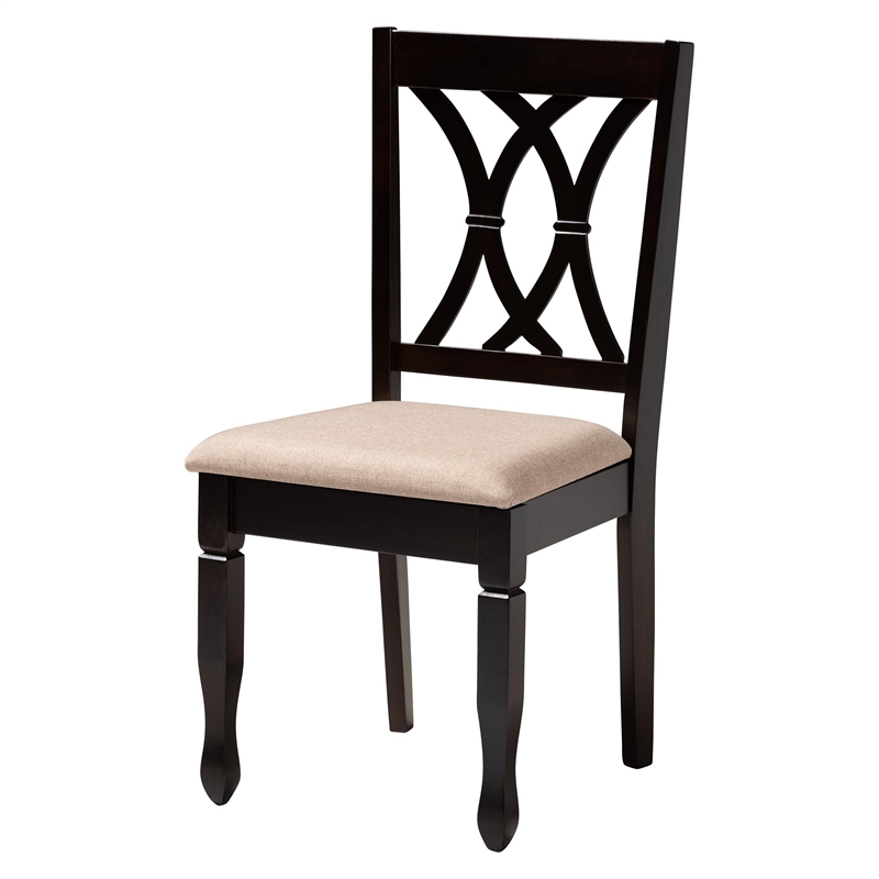 Baxton Studio Aggie Sand Fabric and Dark Brown Finished Wood 5-Piece Dining Set