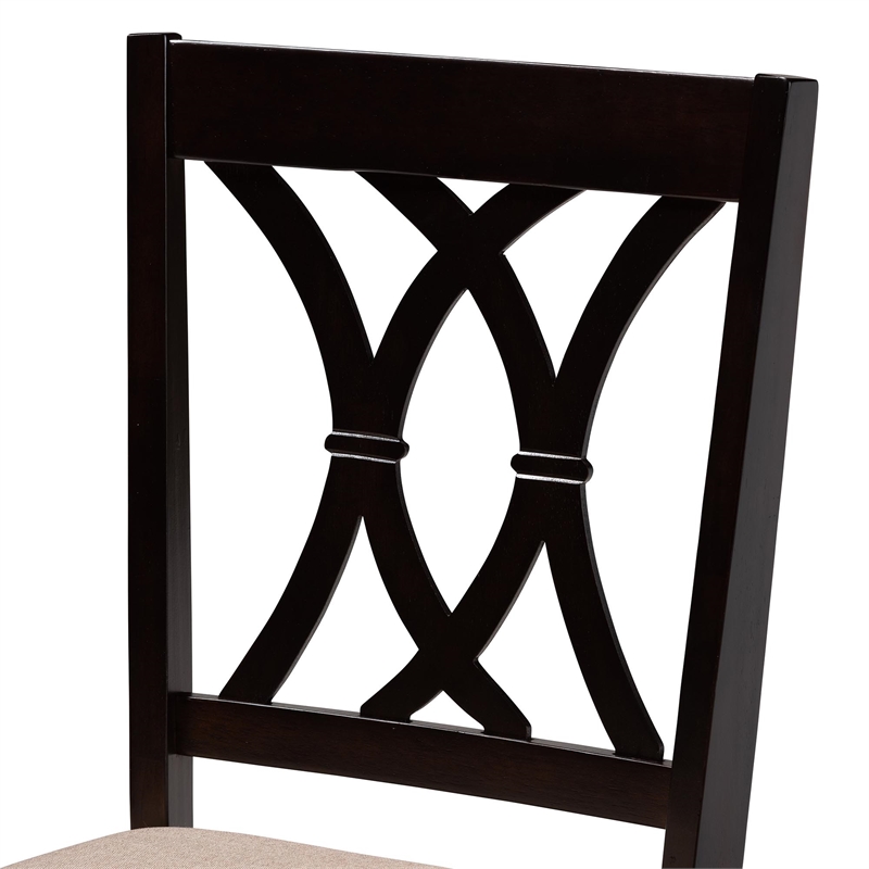 Baxton Studio Aggie Sand Fabric and Dark Brown Finished Wood 5-Piece Dining Set