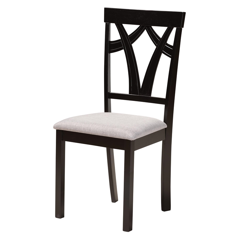 Baxton Studio Sylvia Grey Fabric and Dark Brown Wood 7-Piece Dining Set