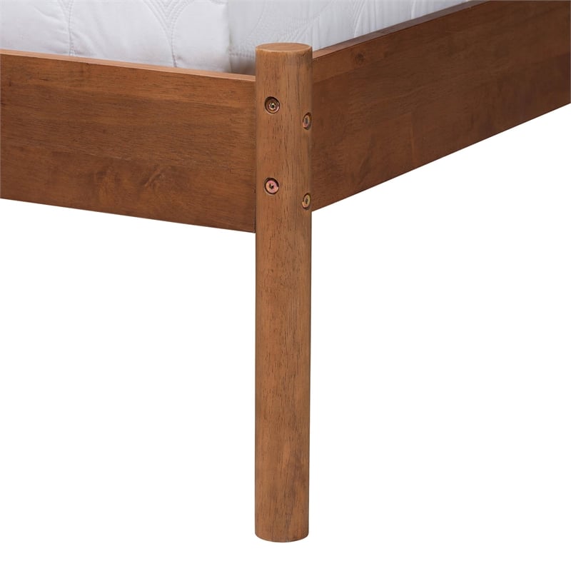 Baxton Studio Estela Gray Woven Fabric and Brown Wood Queen Size Platform Bed