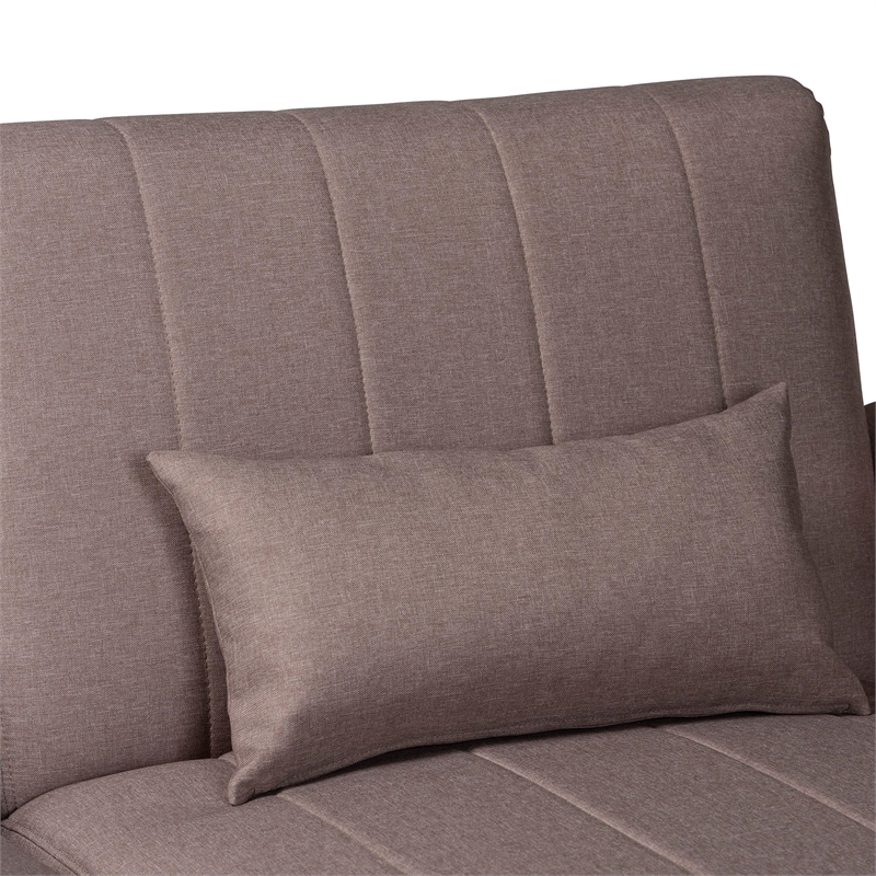 Baxton Studio Lanoma Clay Fabric Upholstered Convertible Sleeper Sofa