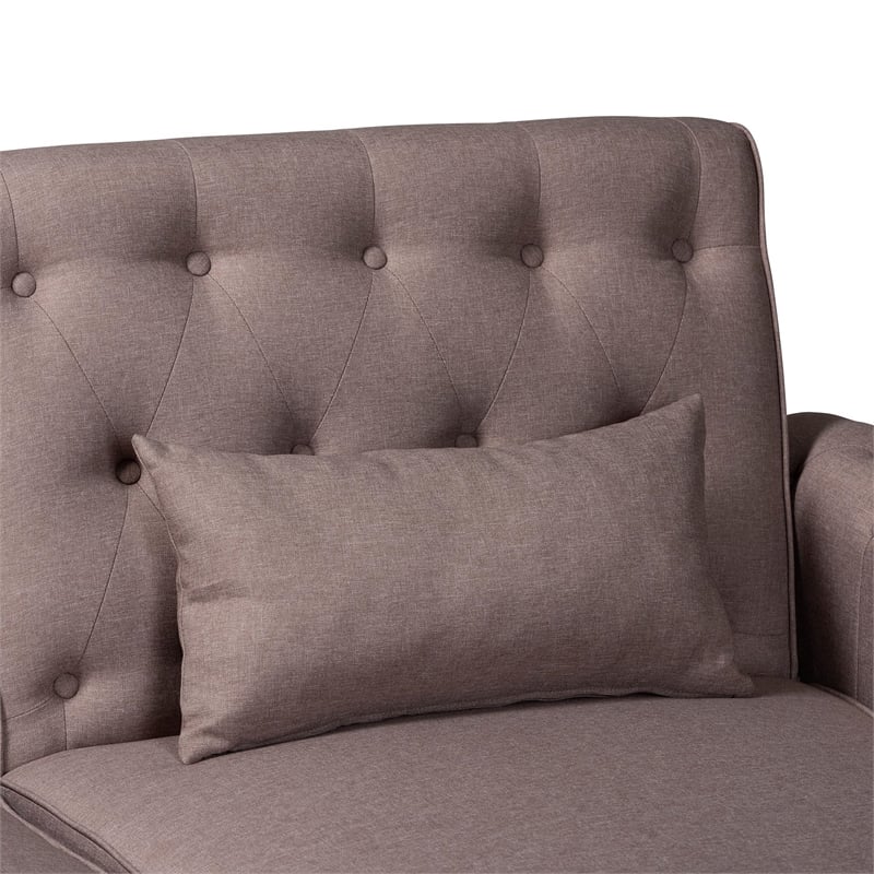 Baxton Studio Chesterfield Clay Fabric Upholstered Convertible Sleeper Sofa