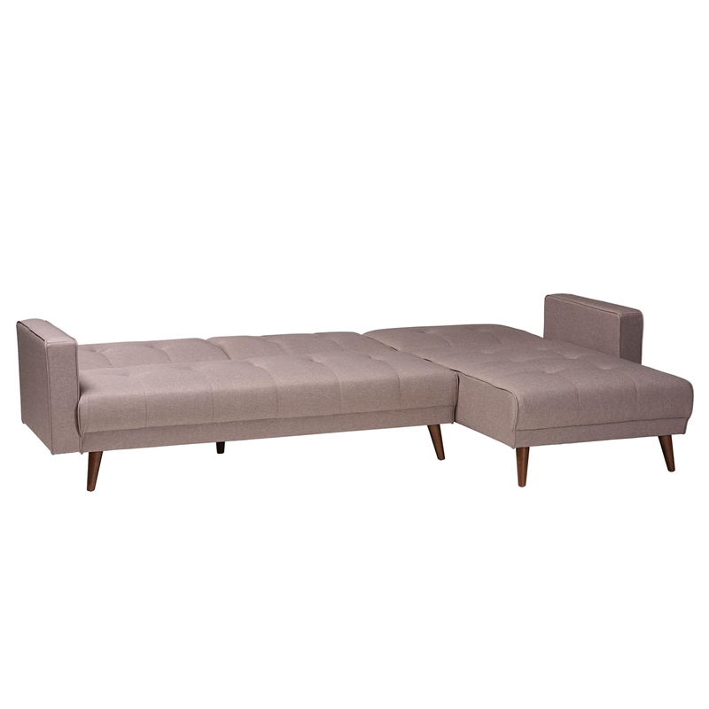 Baxton Studio Claire Clay Fabric Upholstered Convertible Sleeper Sofa