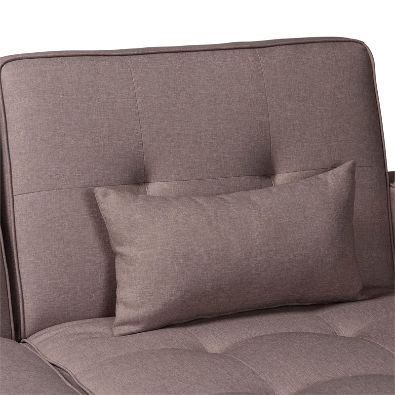 Baxton Studio Claire Clay Fabric Upholstered Convertible Sleeper Sofa