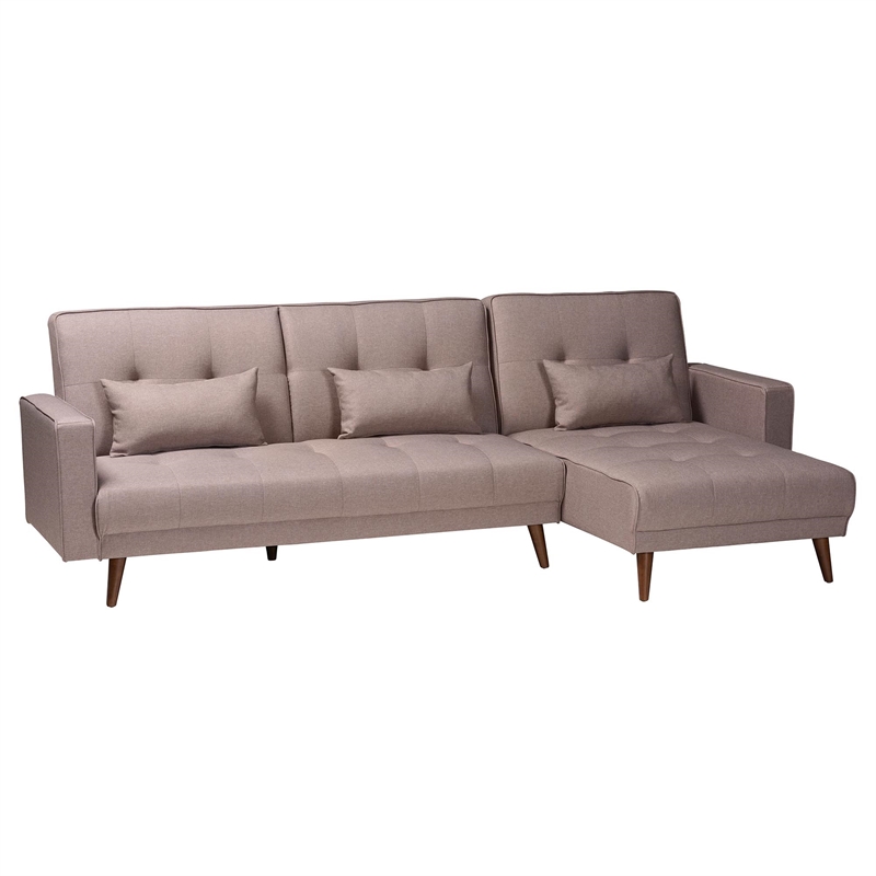 Baxton Studio Claire Clay Fabric Upholstered Convertible Sleeper Sofa